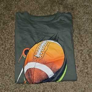 Place Kids Short Sleeve Tee with Football Design - Gray and Orange